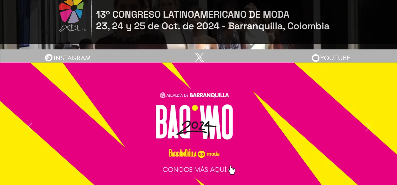 Website banner for the 13th Latin American Fashion Congress in Barranquilla, Colombia