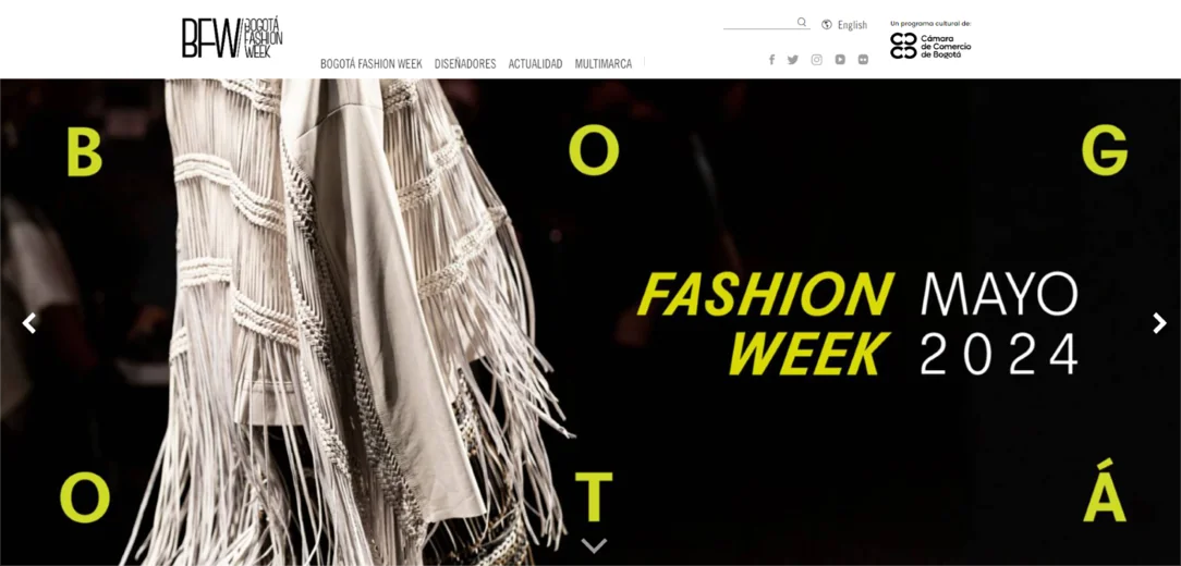 Bogota Fashion Week website announcing its May 2024 edition