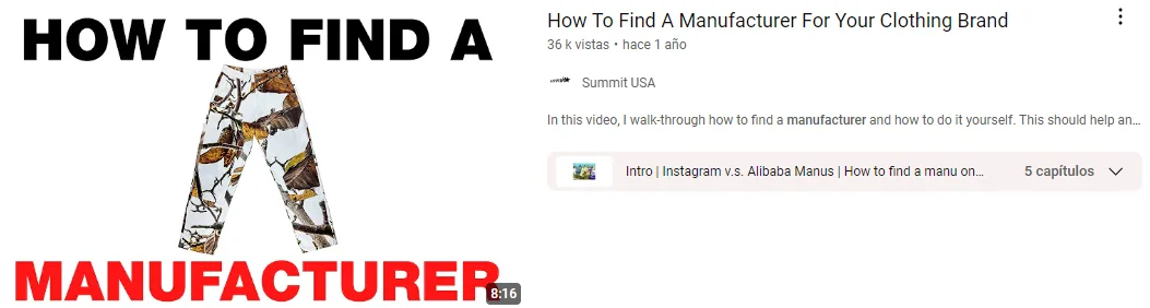YouTube video titled How to Find a Manufacturer for Your Clothing Brand