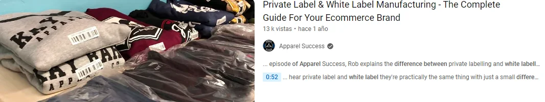 YouTube video comparing private label and white label manufacturing for ecommerce brands