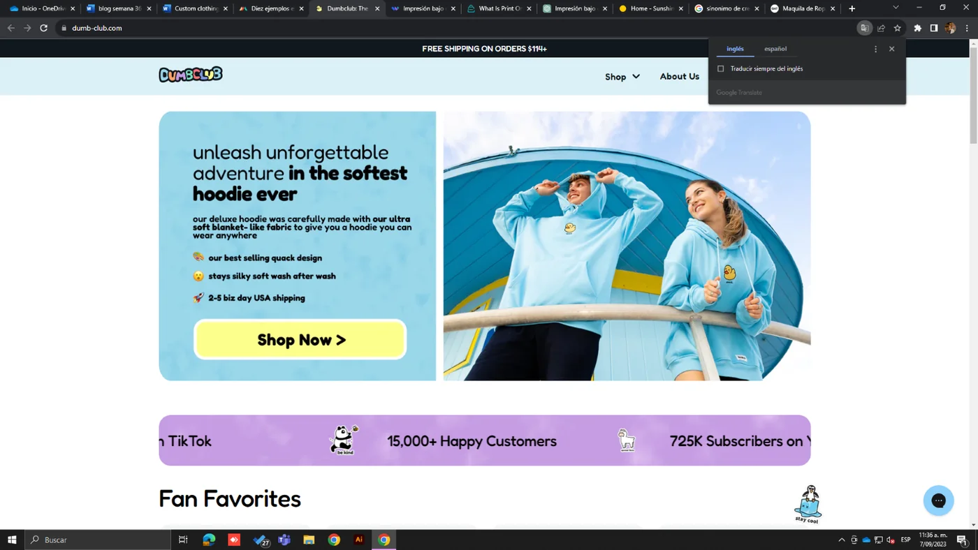 DUMB CLUB online store homepage promoting its hoodies