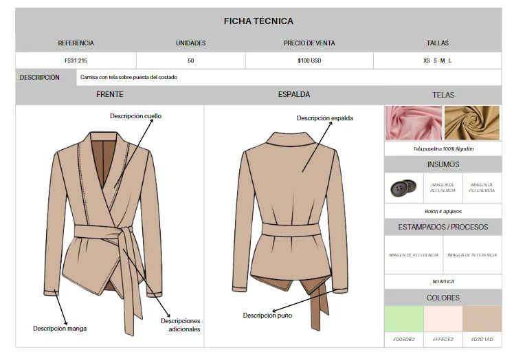 Ficha técnica de ejemplo GAT Fashion Lab